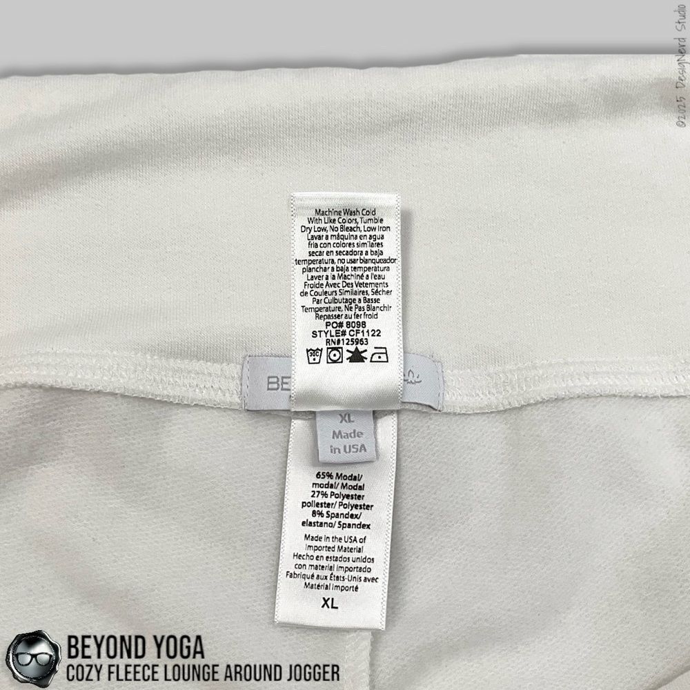 BEYOND YOGA COZY FLEECE LOUNGE AROUND MIDI JOGGER SWEATPANTS IN WHITE MODAL XL - Picture 7 of 10